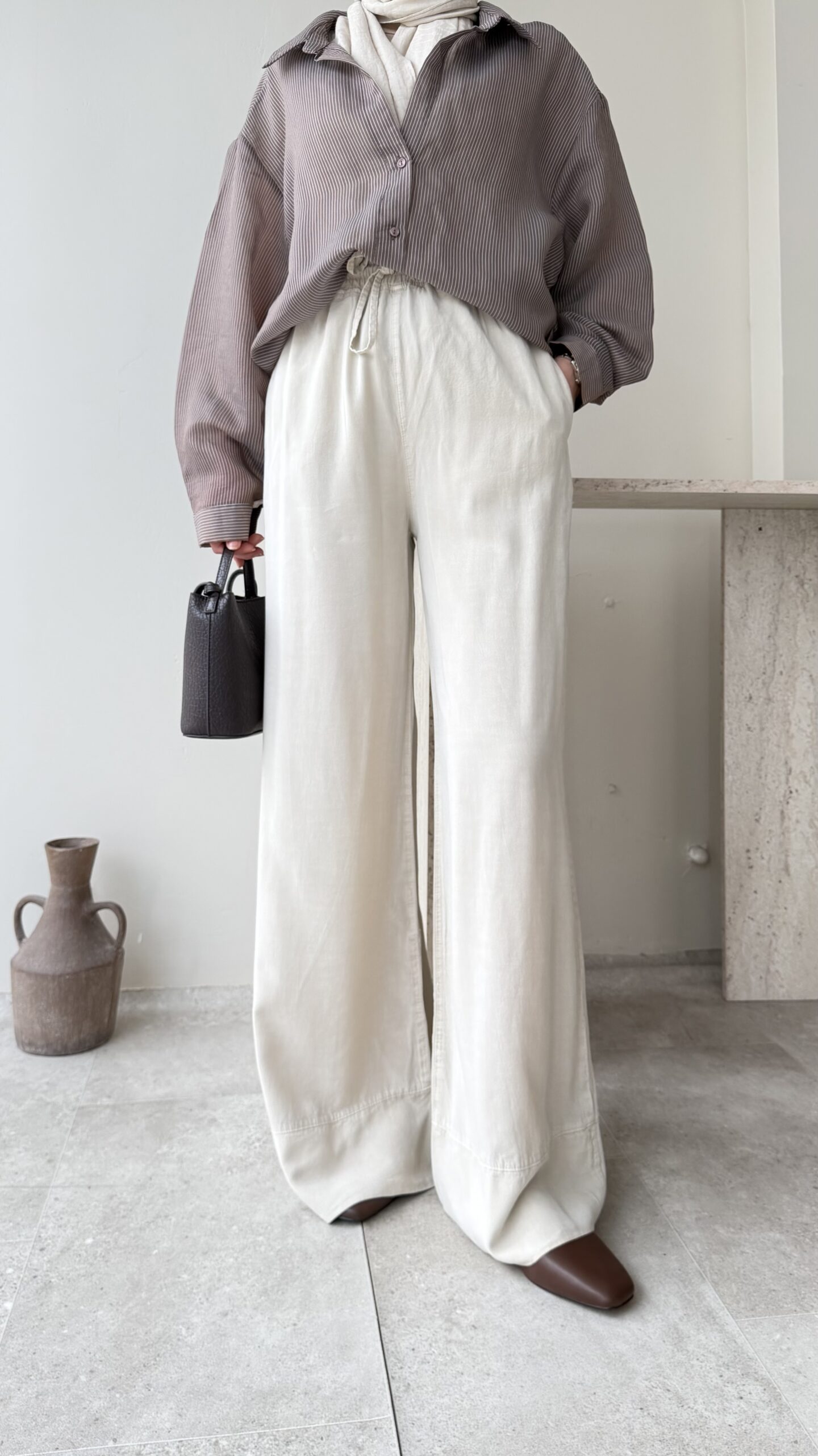 1775739141_0_69d7a105b7613.jpeg Live Tensel Pantolon - Krem - Görsel 1