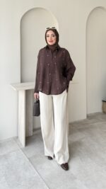 Silver Taşlı Gömlek - Kahverengi