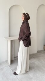 Silver Taşlı Gömlek - Kahverengi - Görsel 2