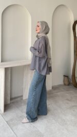 Silver Taşlı Gömlek - Gri - Görsel 2