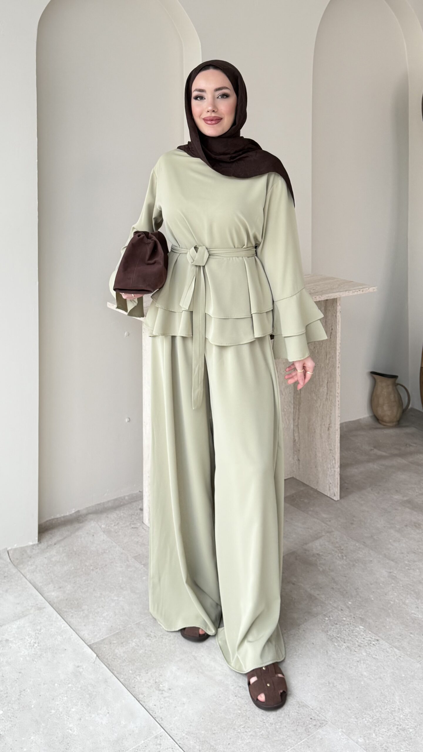 1775899657_0_69da140972b96.jpeg Very Kat Katlı Takım - Yeşil - Görsel 1