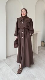 Anna Bebe Yaka Elbise - Kahverengi