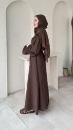 Anna Bebe Yaka Elbise - Kahverengi - Görsel 2