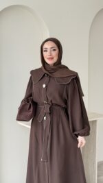 Anna Bebe Yaka Elbise - Kahverengi - Görsel 4