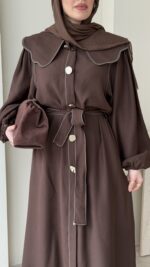 Anna Bebe Yaka Elbise - Kahverengi - Görsel 5