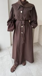 Anna Bebe Yaka Elbise - Kahverengi - Görsel 6