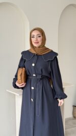 Anna Bebe Yaka Elbise - Lacivert - Görsel 4