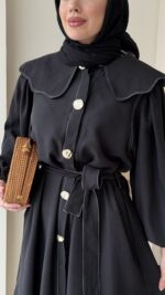 Anna Bebe Yaka Elbise - Siyah - Görsel 5