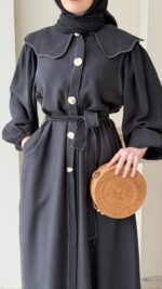 Anna Bebe Yaka Elbise - Siyah - Görsel 6