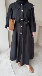 Anna Bebe Yaka Elbise - Siyah - Görsel 7