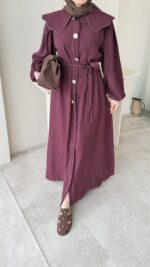 Anna Bebe Yaka Elbise - Bordo - Görsel 5