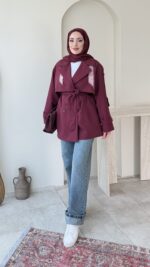 Care Kuşaklı Trenç - Bordo