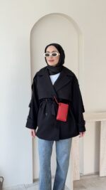 Care Kuşaklı Trenç - Siyah - Görsel 4