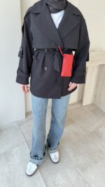 Care Kuşaklı Trenç - Siyah - Görsel 5