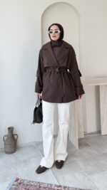 Care Kuşaklı Trenç - Kahverengi