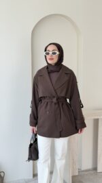 Care Kuşaklı Trenç - Kahverengi - Görsel 4