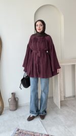 Luxe Piliseli Gömlek – Bordo