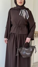 Asia Fular Detaylı Takım - Kahverengi - Görsel 5