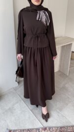 Asia Fular Detaylı Takım - Kahverengi - Görsel 6