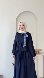 Asia Fular Detaylı Takım - Lacivert - Görsel 4