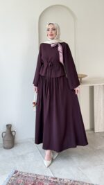 Asia Fular Detaylı Takım - Mürdüm