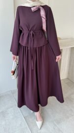 Asia Fular Detaylı Takım - Mürdüm - Görsel 5