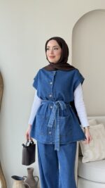 Divi Yelekli Kot Takım - Mavi - Görsel 4