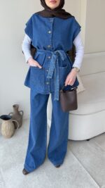 Divi Yelekli Kot Takım - Mavi - Görsel 5