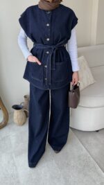 Rena Yelekli Kot Takım - Lacivert - Görsel 5