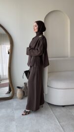 Yumi Şal Yaka Takım - Kahverengi - Görsel 2