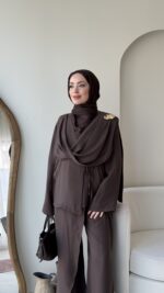 Yumi Şal Yaka Takım - Kahverengi - Görsel 4