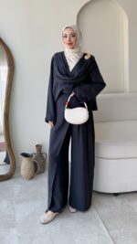 Yumi Şal Yaka Takım - Lacivert
