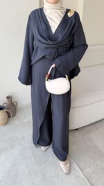 Yumi Şal Yaka Takım - Lacivert - Görsel 5