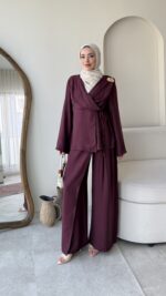 Yumi Şal Yaka Takım - Bordo