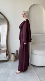 Yumi Şal Yaka Takım - Bordo - Görsel 2