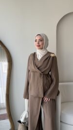 Yumi Şal Yaka Takım - Camel - Görsel 4