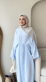 Nia Bağlamalı Elbise - Mavi - Görsel 4