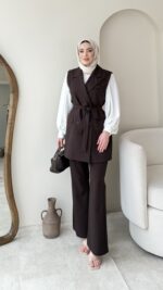 Penta Blazer Yelekli Takım – Kahve