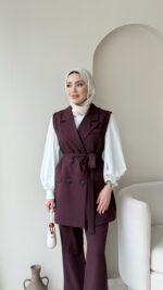 Penta Blazer Yelekli Takım - Mürdüm - Görsel 4