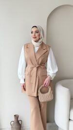 Penta Blazer Yelekli Takım - Somon - Görsel 4