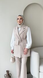 Penta Blazer Yelekli Takım - Taş - Görsel 4