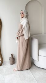 İndirimli Müslin Elbise - Vizon - Görsel 2