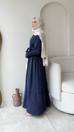 İndirimli Bağlamalı Elbise - Lacivert - Görsel 2