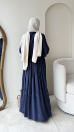 İndirimli Bağlamalı Elbise - Lacivert - Görsel 3