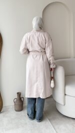 İndirimli Kolu Kemerli Trenç - Taş - Görsel 3