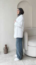 İndirimli Kapitone Kimono - Beyaz - Görsel 2