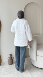 İndirimli Kapitone Kimono - Beyaz - Görsel 3