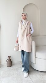 İndirimli Kapitone Yelek - Taş