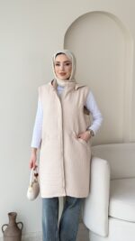 İndirimli Kapitone Yelek - Taş - Görsel 4