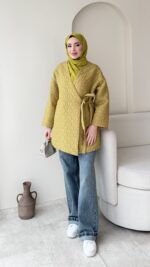 İndirimli Kapitone Kimono - Yağ Yeşili